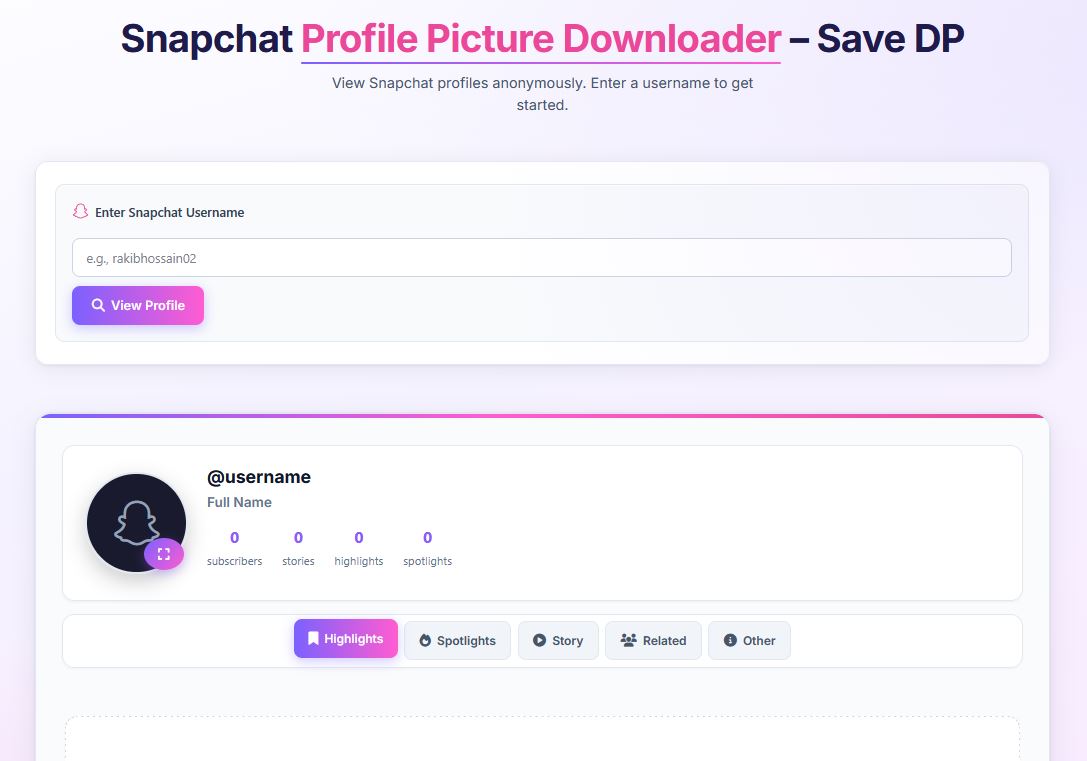Snapchat Profile Picture Downloader Preview