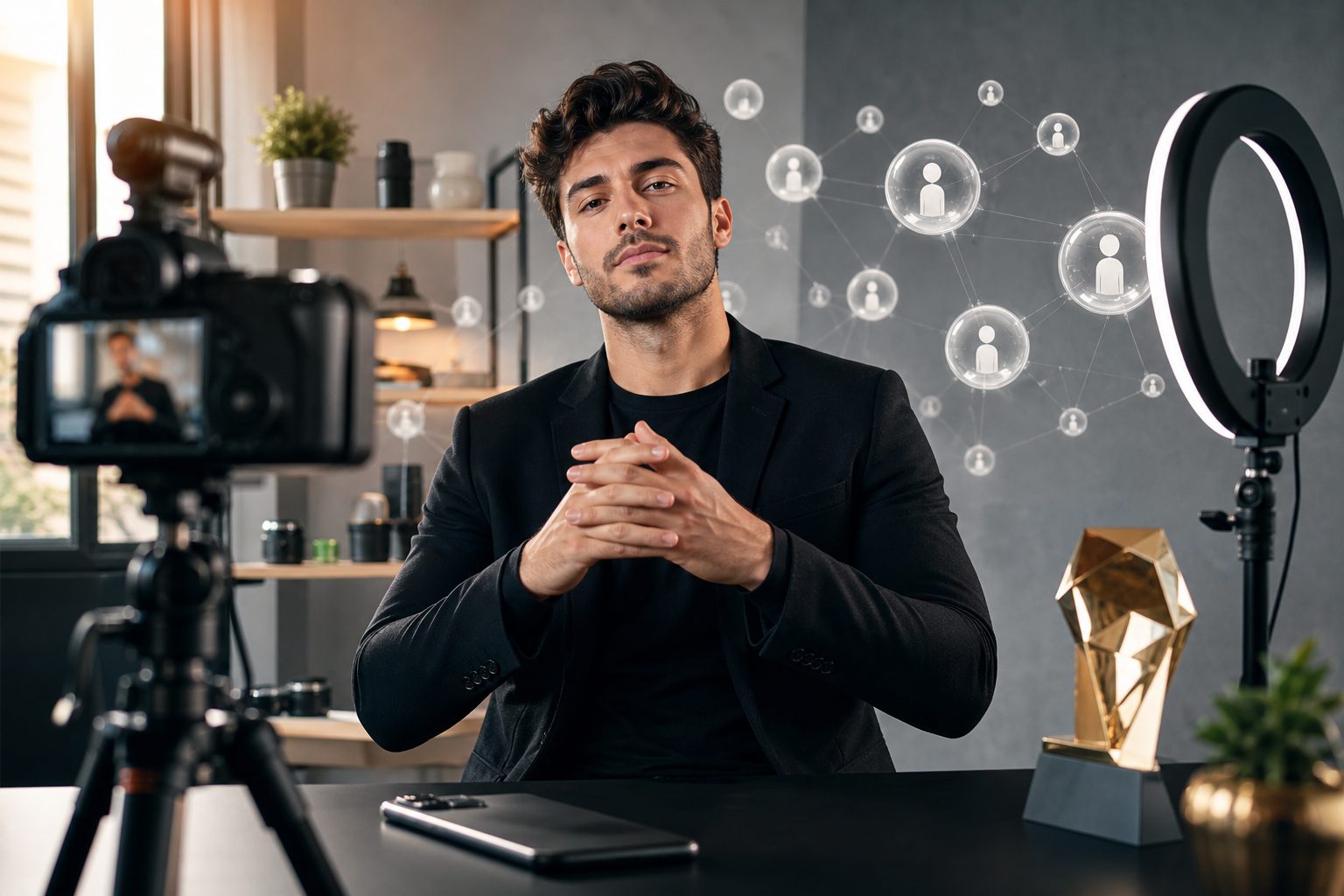 Cristiano Ronaldo posing for an Instagram-style influencer profile image